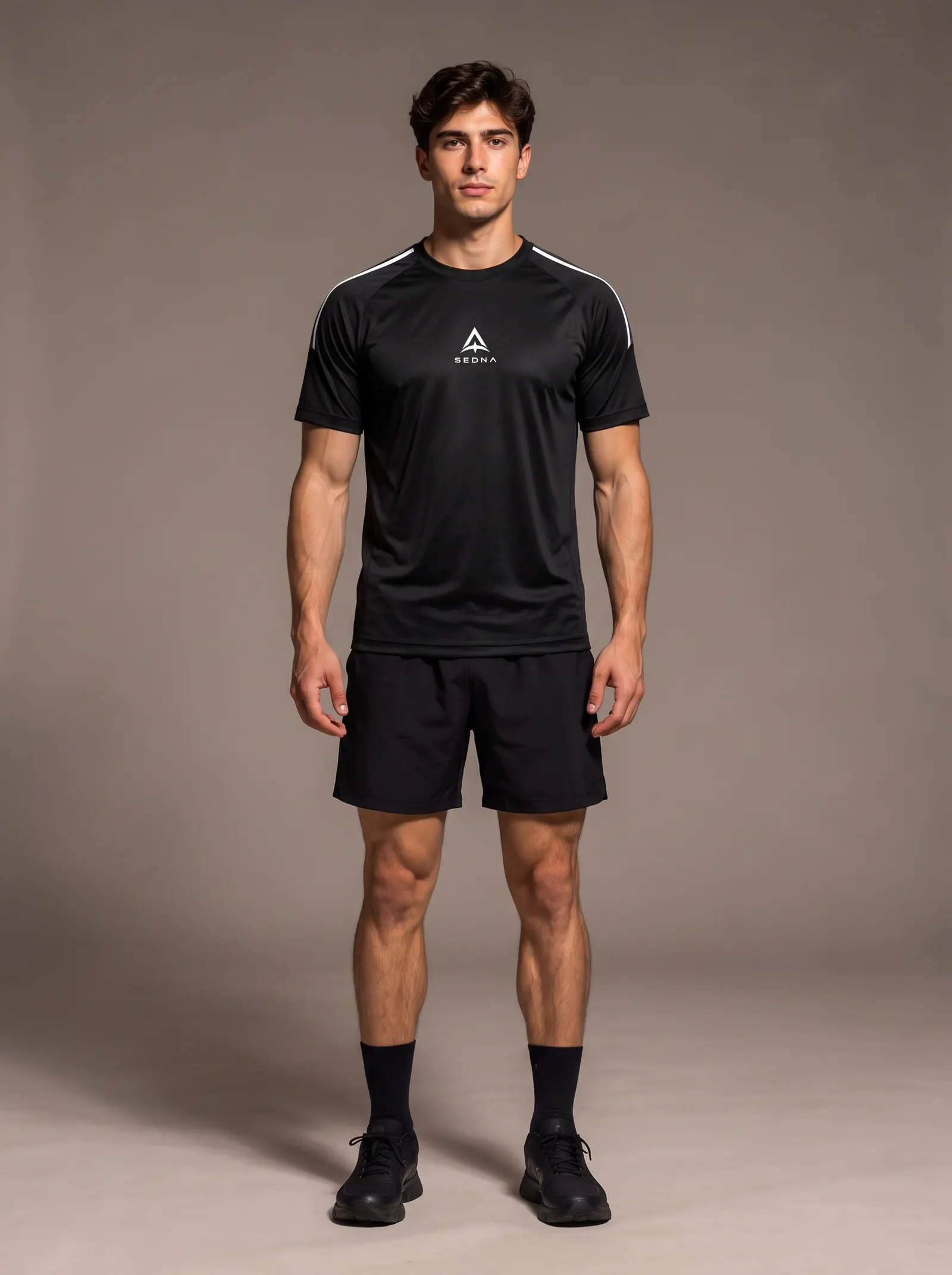 Remera SEDNA negro, puesta, de frente